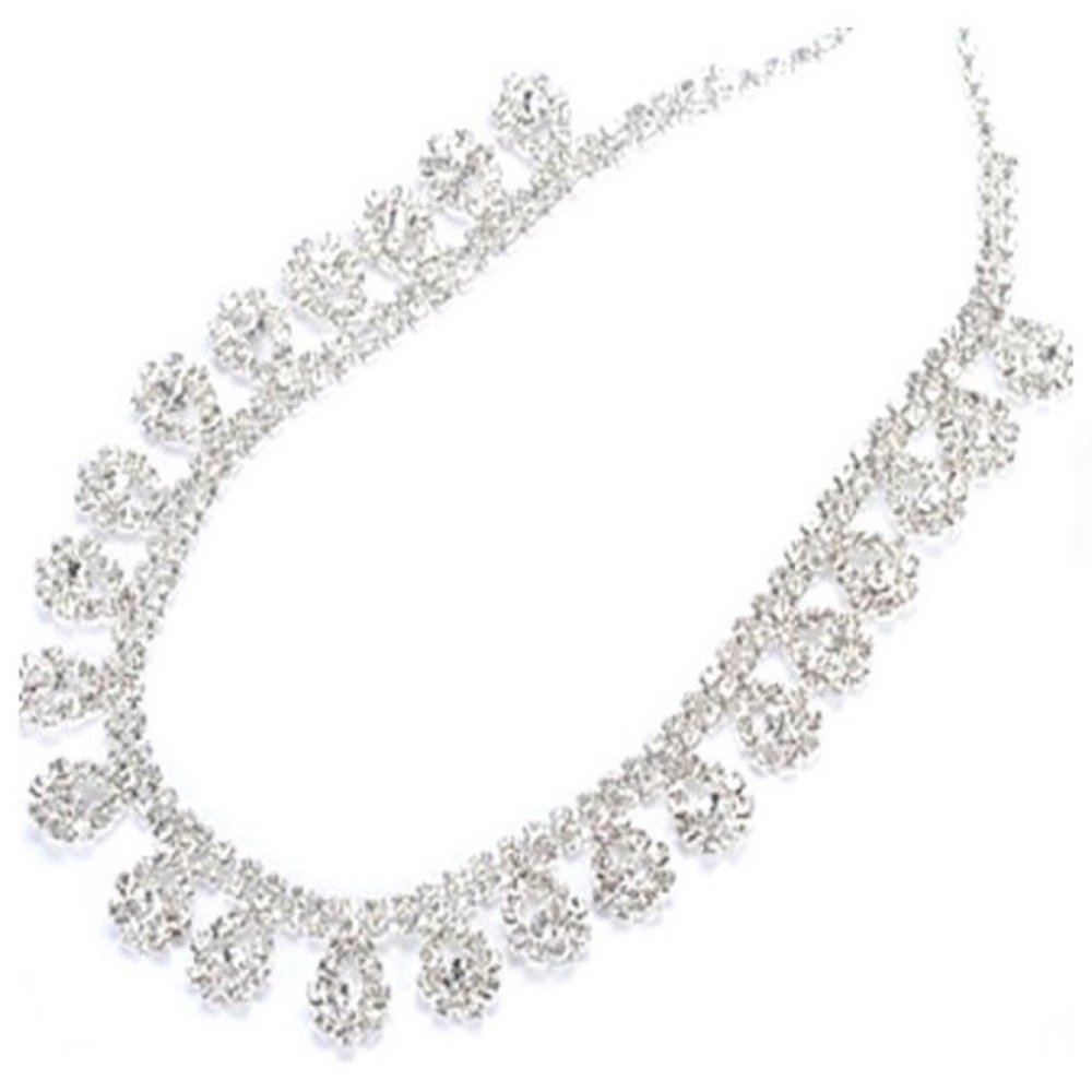 NEW Rhinestone Teardrop Loop Fringe Necklace
